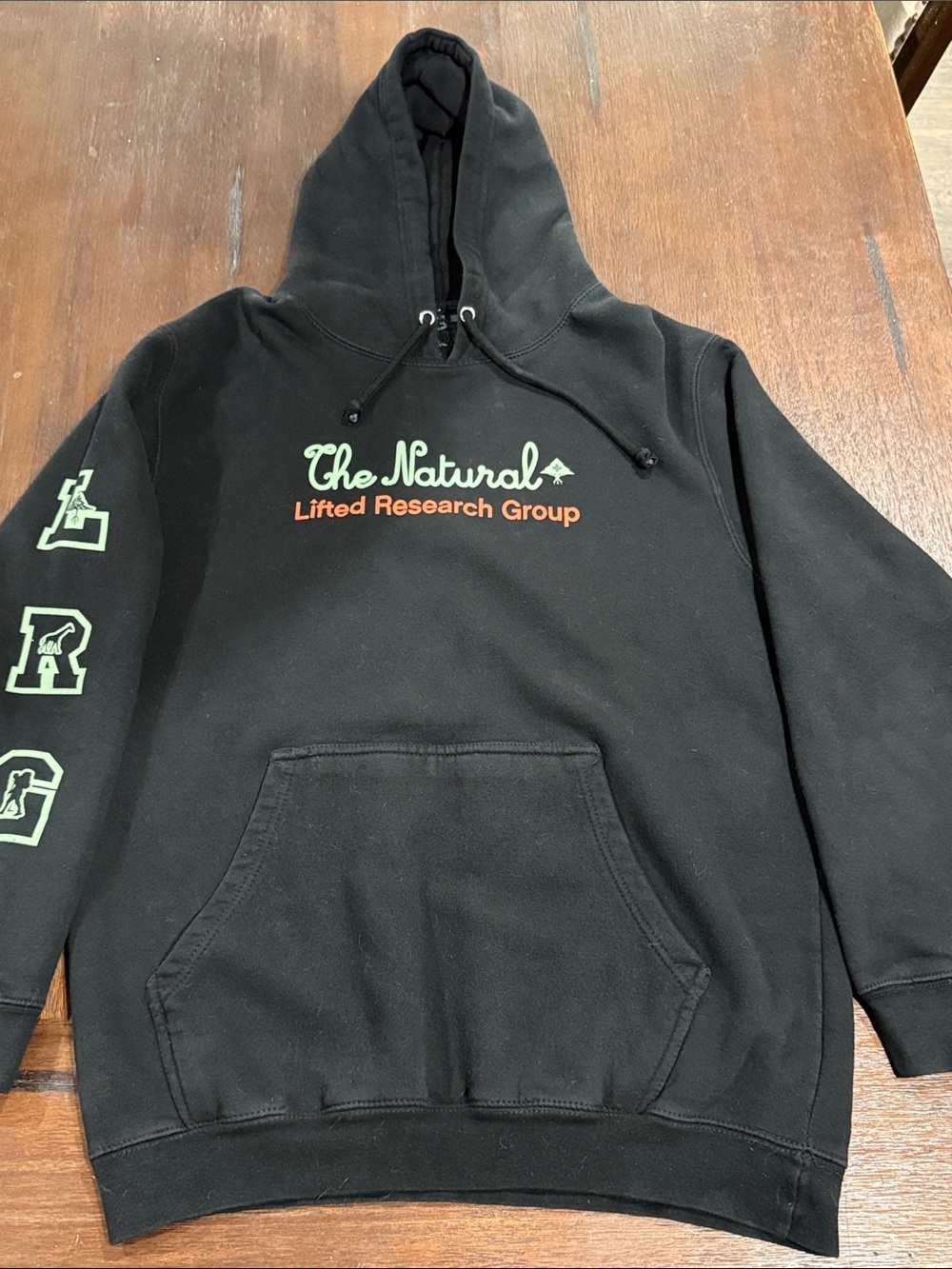 Lrg Black Hoodie with Lime Green & Orange Logo XL